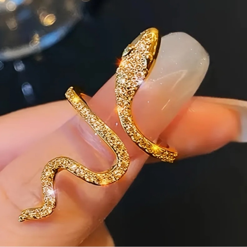 Sparkling Gold Snake Ring Adjustable to fit most! Unique and fun!